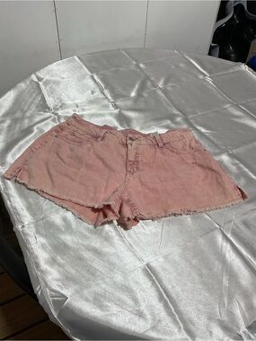 Time and Tru Light Pink Frayed Hem Denim Shorts
